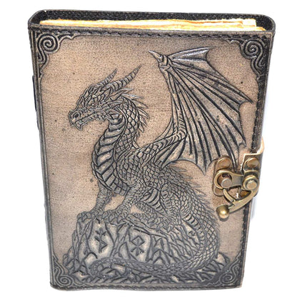 Dragon on Rock Leather Journal with Latch