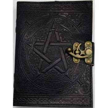 Black Pentagram Leather Journal, 5 x 7 Inches