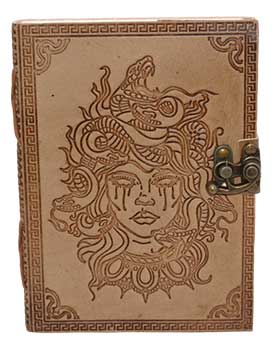 5" x 7" Medusa embossed leather w/ latch