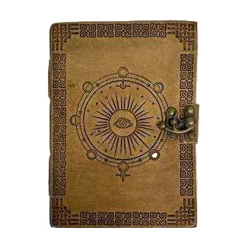 Moon Phase Embossed Leather Journal with Latch, 5" x 7"