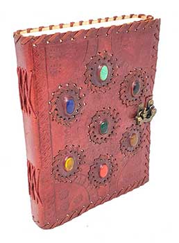 6" x 8" 7 Chakra stones Embossed leather w/ latch