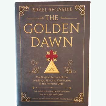 Golden Dawn hardcover book by Israel Regardie with ornate cover design.