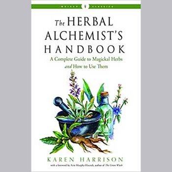 Herbal Alchemist's Handbook by Karen Harrison cover with plants and alchemical tools.