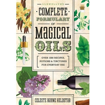 Llewellyn Complete Formulary of Magical Oils book cover showing herbs and essential oil bottle.