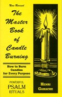 Master Book of Candle Burning cover featuring candle illustration and ritual guide by Henri Gamac.