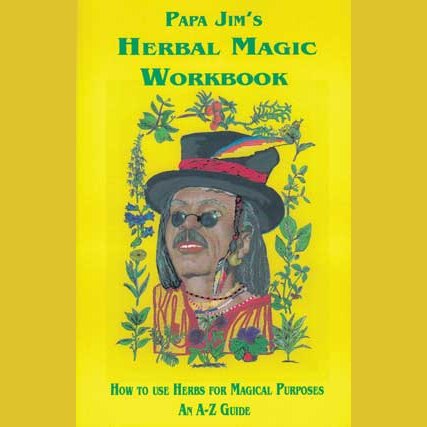 Papa Jim's Herbal Magic Workbook cover with herbs and illustrations.