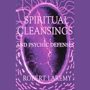 Spiritual Cleansings and Psychic Defenses book cover by Robert Laremy, featuring purple mystical design.