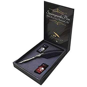 Steampunk Pen with Black & Amaranth Ink Calligraphy Set