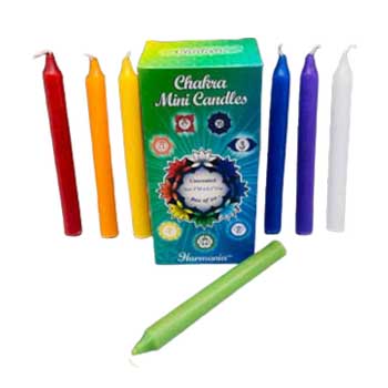 1/2" dia 5" long Chakra chime candle 20 pack