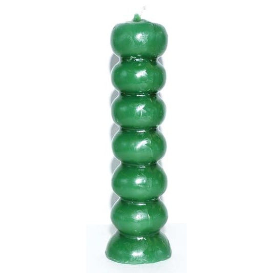 6 1/2 inch green seven knob wishing candle for spiritual rituals and prosperity energy work