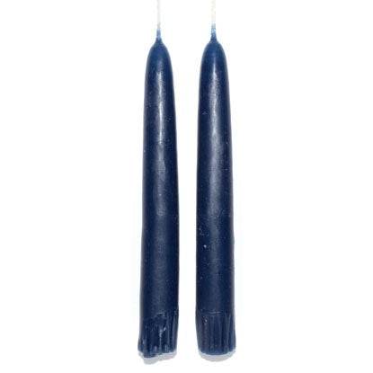 7" Navy Taper Candles, Set of 2