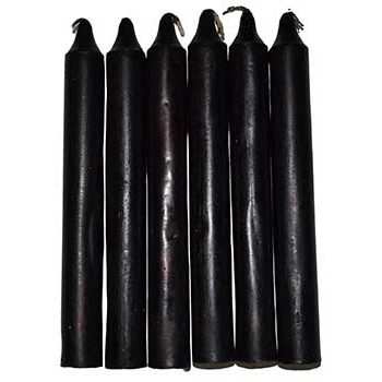 Black 6" Household Candles, Set of 6