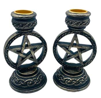 (set of 2) 5 1/2" Pentagram taper holder