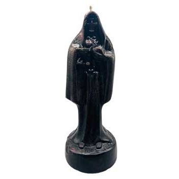 10" Black Holy Death candle for protection and spell reversal.