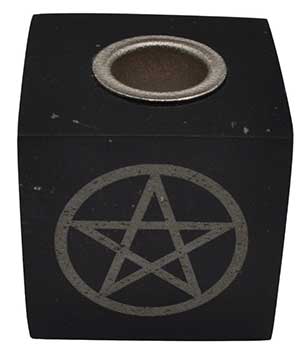 Pentagram Black Onyx chime candle holder