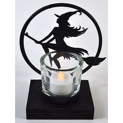 Witch by Moonlight Tealight Holder, 6"