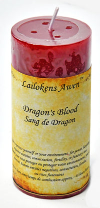 4" Dragin's Blood scented Lailokens Awen candle