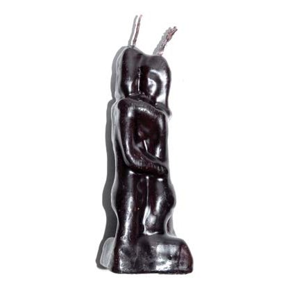 5 1/2" Lovers black candle with dual wicks for passion and protection.