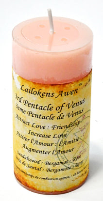 4" 3rd Pentacle of Venus scented Lailokens Awen candle