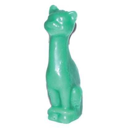 Egyptian Bast Green Cat Candle, 5.5"