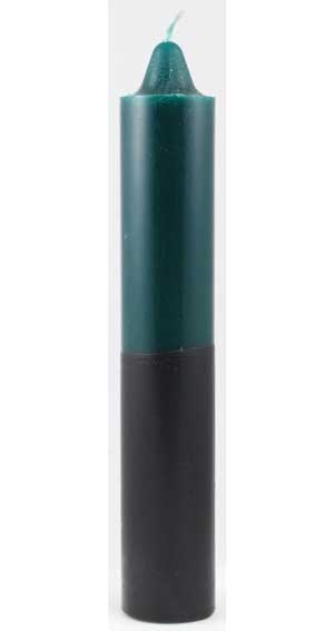 9" Green/ Black pillar candle