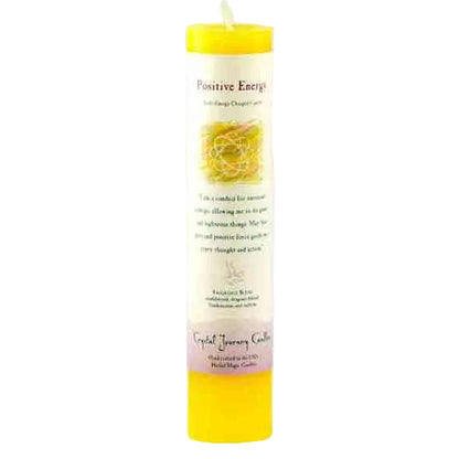Positive Energy Reiki Charged Pillar Candle, Yellow 7"