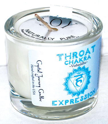 Throat chakra soy votive candle