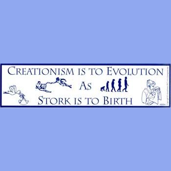 Creationism is to Evolution as Stork is to Birth