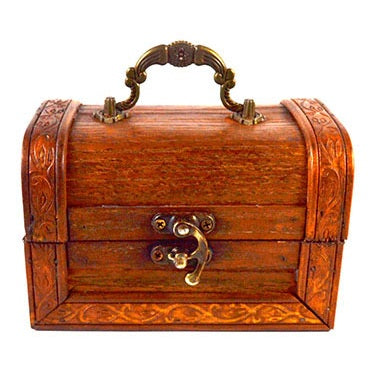 Antique Wood Box, 4" x 5 1/2" x 3 3/4"