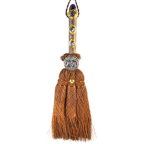 Triple Moon Crystal Broom, 12 Inches