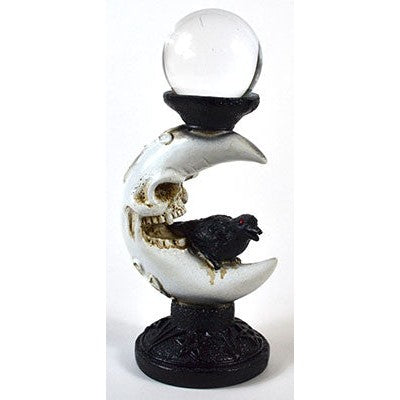 Gazing Ball with Crescent Moon and Crow, Set of 2, 50mm