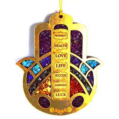 Hamsa Hand with Crystals, 6 Inches