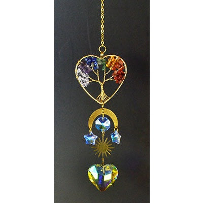 7 Chakra Heart Sun Catcher, 13 1/2"