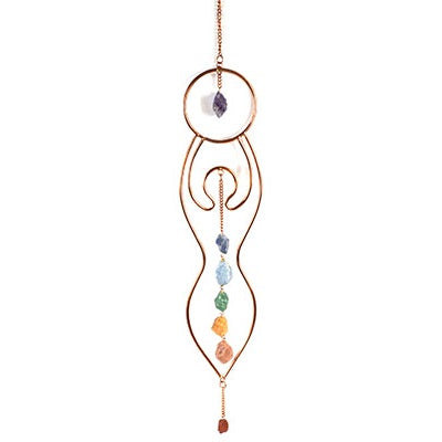 Goddess with Chakra Stones Wall Hanging, 19" x 3"