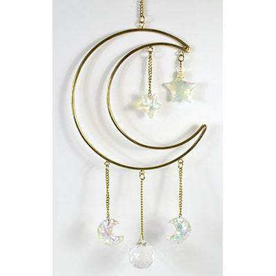 Crescent Moon with Stones Wall Hanging, 14.5" x 6"