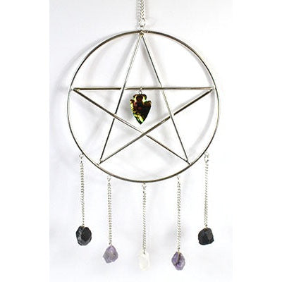 Pentagram With Stones Wall Hanging, 15" x 6"