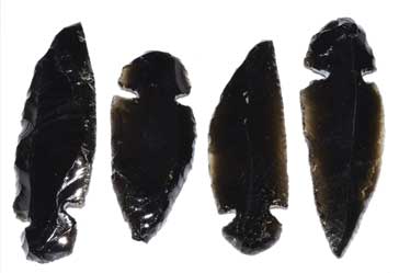 (set of 100) ~2" Arrowhead Black Obsidian