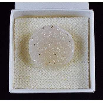 Amethyst Circle Druse Cabochon with violet crystal sparkles for spiritual healing and protection