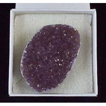 Amethyst Free Form Druse Cabochon crystal for empath protection and spiritual balance, 2-inch purple stone from Uruguay with natural druse surface.