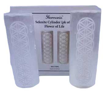 Flower of Life Selenite harmonizer (set of 2)