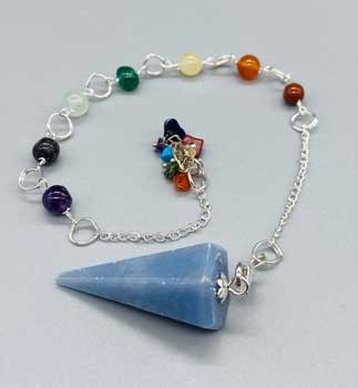 Angelite 7 Chakra 6 sided pendulum