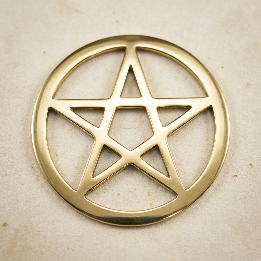 Brass Pentagram Altar Tile, 5.75"