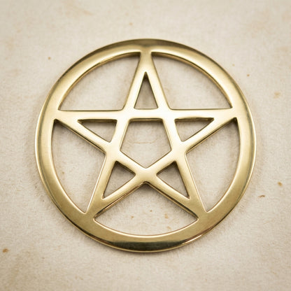 Brass Pentagram Altar Tile, 5.75"