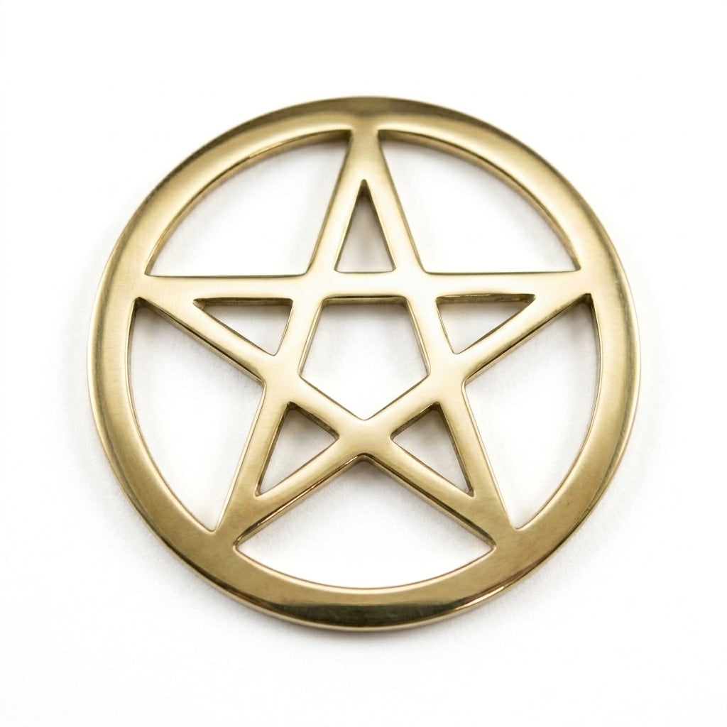 Brass Pentagram Altar Tile, 5.75"