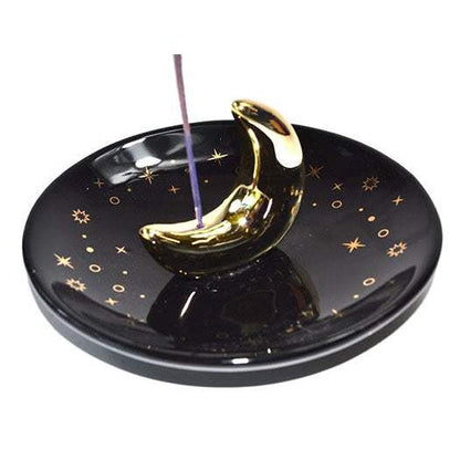 Crescent Moon Incense Burner, 5"