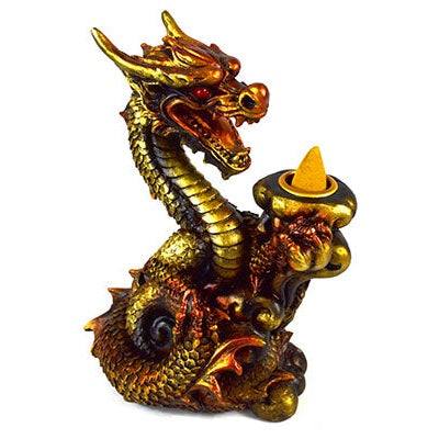 Copper Dragon Backflow Incense Burner, 6 inches