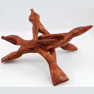 Hand-carved 3-legged wooden stand for crystal rituals and empath protection, 6-inch compact spiritual altar tool