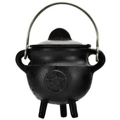 Pentagram Cast Iron Cauldron w/ Lid 2 3/4"