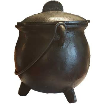 8" cast iron cauldron w/ lid