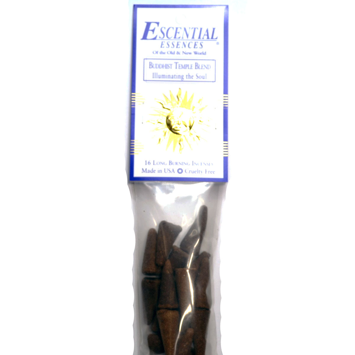 Buddhist Temple Blend Incense Cones For Meditation by Escential Essences, 16 Cones